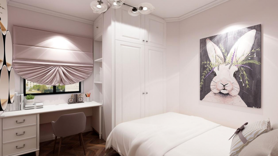 兒童房衣柜書桌一體效果圖 兒童房衣柜書桌一體效果圖